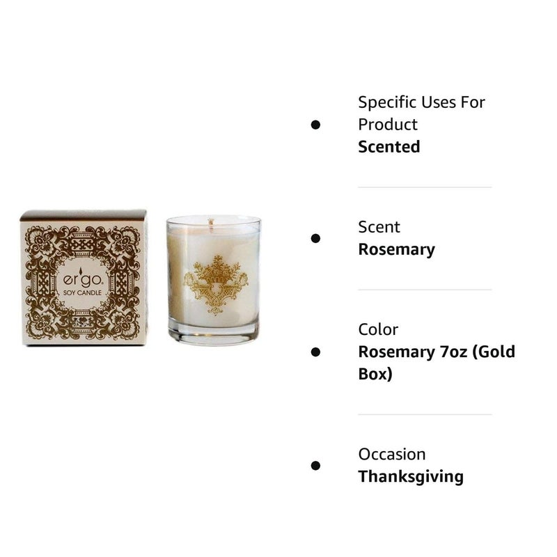 Ergo Soy Candle Pearl Collection, Hand Poured Natural Vegan Soy Wax - Luxuriously Scented Rosemary 7 Ounce Candle - Image 2